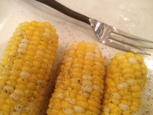 This is the first sweetcorn I've harvested from our vegetable garden this summer. Delicious!