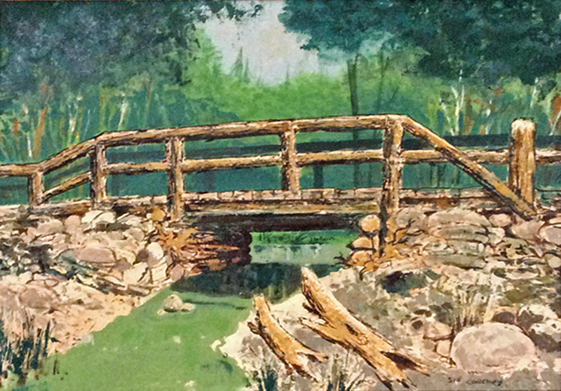 Oil painting of Old Stump Bridge in Whallons Bay by Sid Couchey (Source: Heidi Labate)