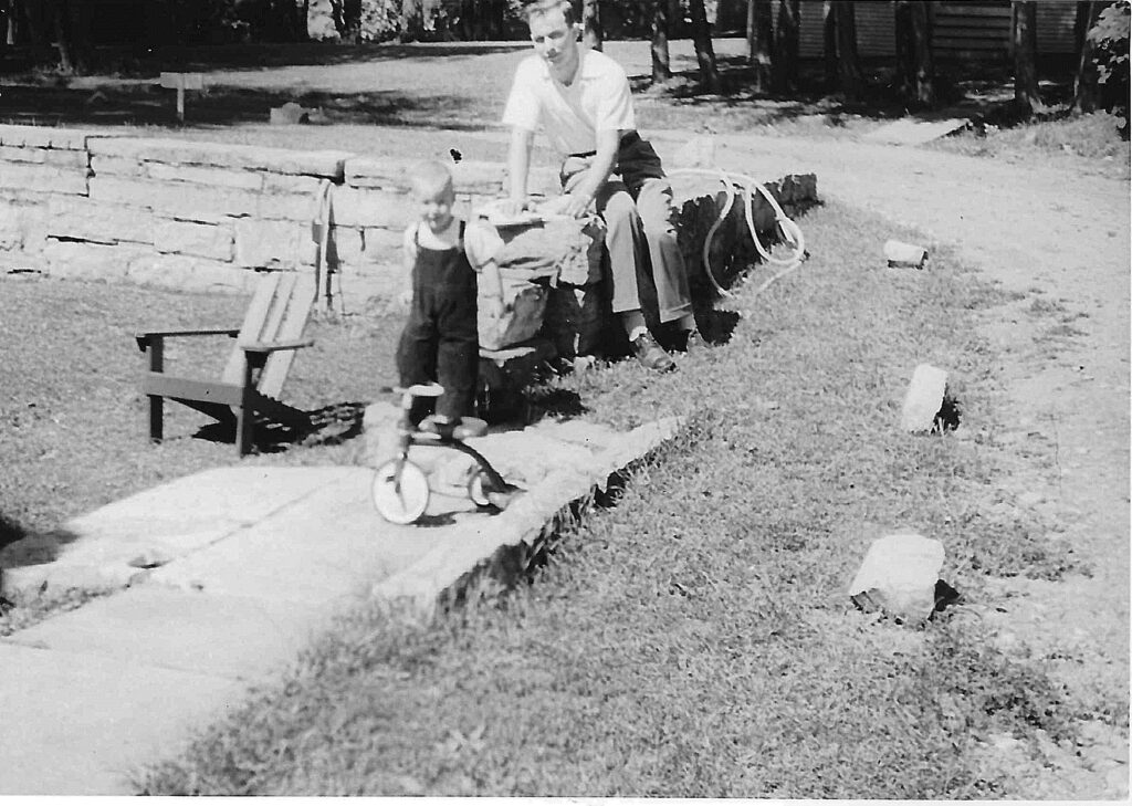 Father and son, Al Keuhlen (r) and Phil Keuhlen (l), at the Sherwood Inn, August 1951 (Source: Phil Keuhlen)